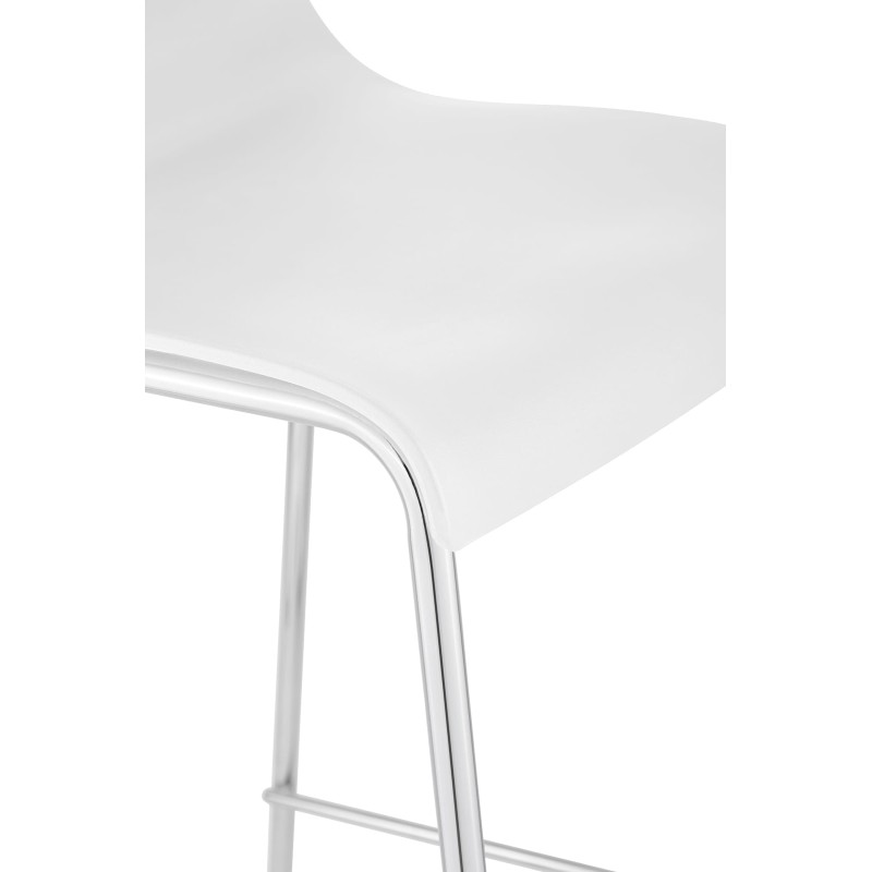 Taburete de bar Hoover, cromado, estructura blanca de 4 patas