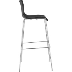 Taburete de bar Hoover, cromado, estructura negra de 4 patas