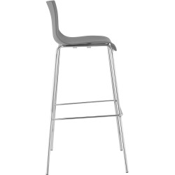 Taburete de bar Hoover, cromado, estructura gris de 4 patas