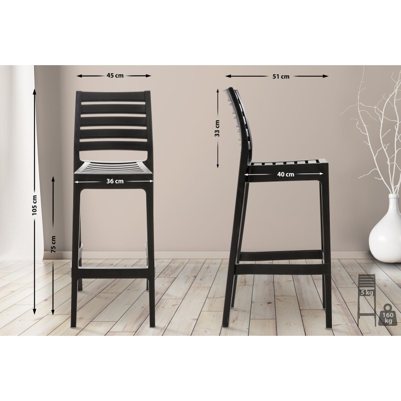 Taburete de bar negro Ares