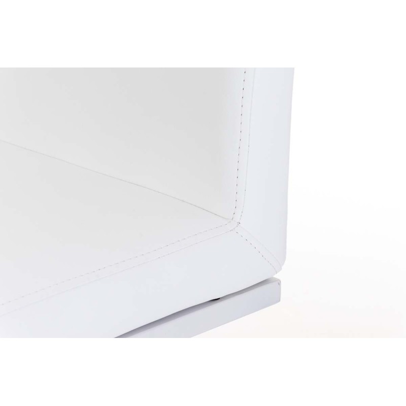 Taburete de bar Panamá W en piel sintética blanca