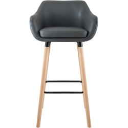 Taburete de bar Grant en piel sintética gris