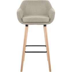 taburete de bar Grant de tela color crema