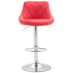 Taburete de bar Lazio, imitación de cuero, cromo rojo