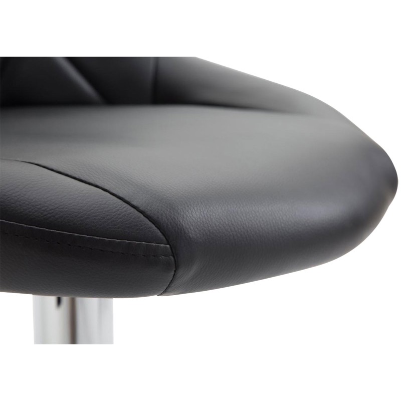Taburete de bar Lazio, imitación de cuero, cromo negro