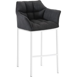 Taburete de bar Damaso W tapizado en tela, con base de 4 patas, gris oscuro