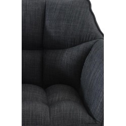 Taburete de bar Damaso W tapizado en tela, con base de 4 patas, gris oscuro