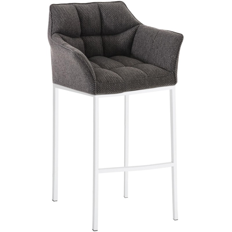 Taburete de bar Damaso W tapizado en tela con base de cuatro patas en color gris titanio.