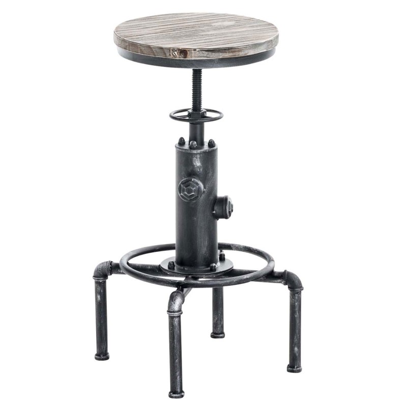 Taburete de bar Lumos, en madera plateada antigua