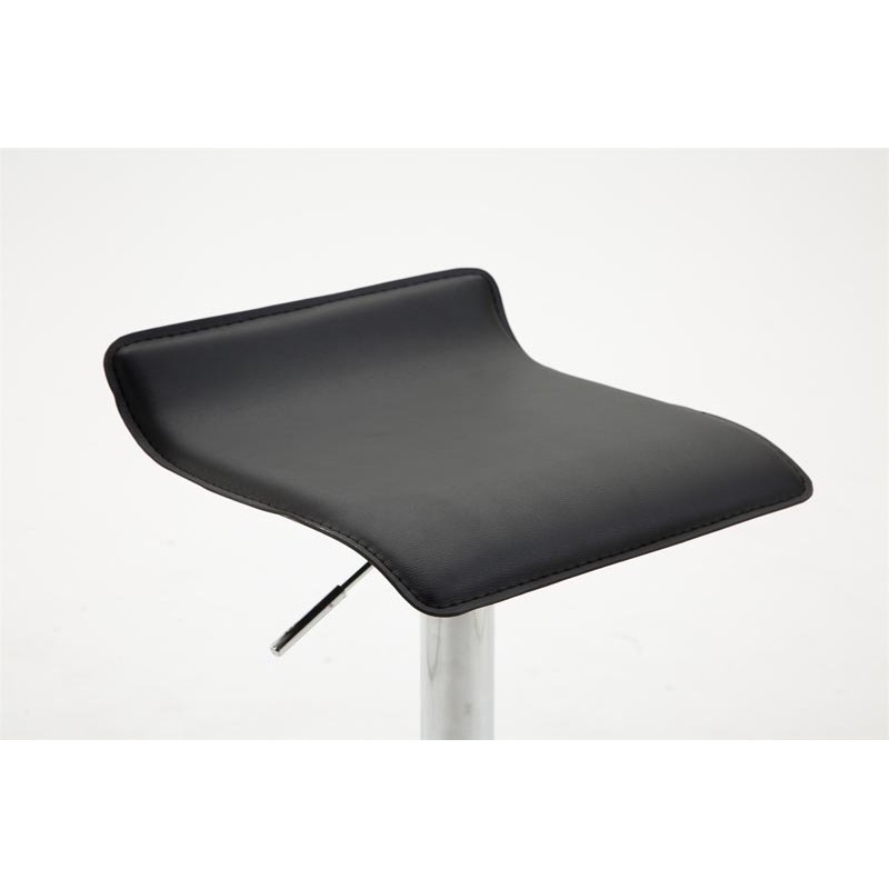 Taburete de bar Dyn V2 en piel sintética cromada negra