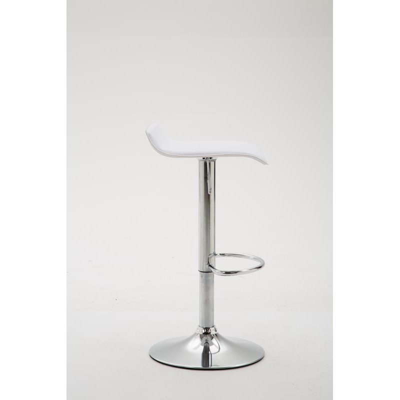 Taburete de bar Dyn V2 en piel sintética cromada blanca