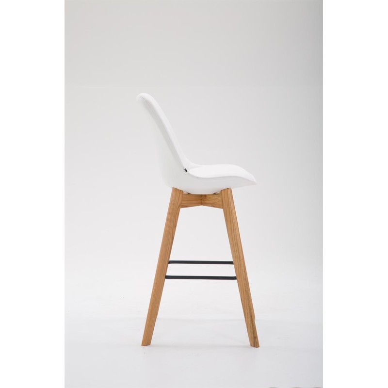 Taburete de bar Metz, piel sintética, blanco Natura