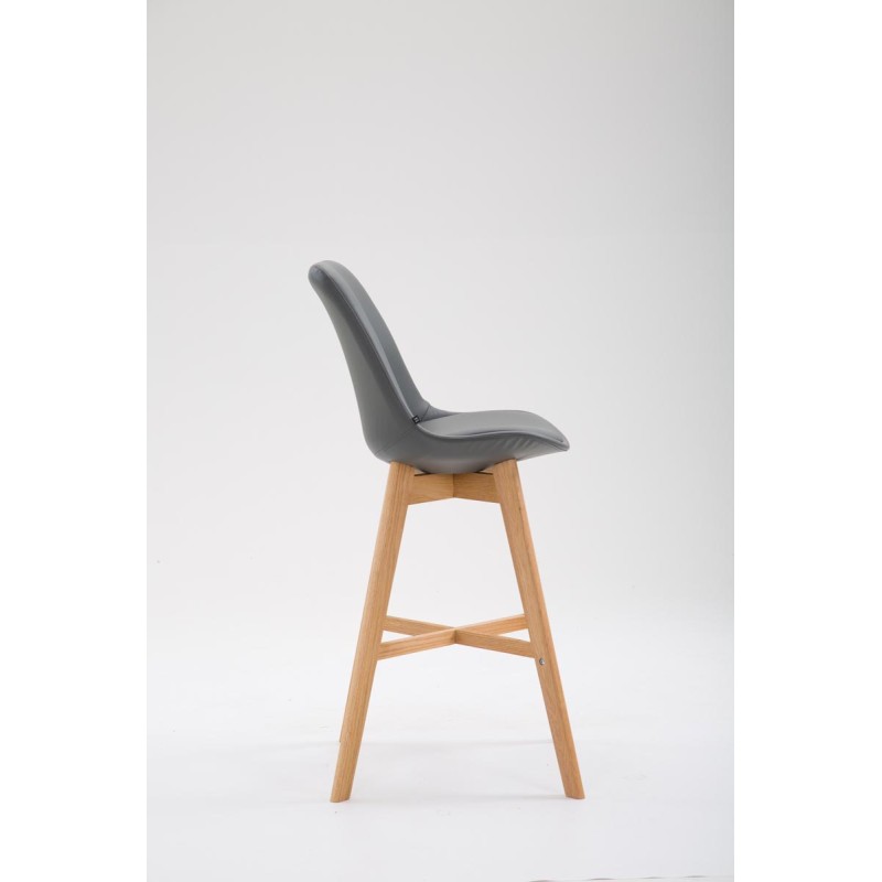 Taburete de bar Cannes, piel sintética, gris Natura