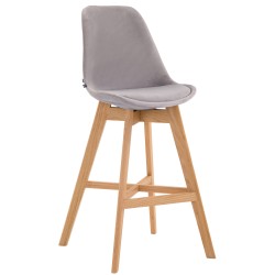 Taburete de bar Cannes en terciopelo, acabado gris natural