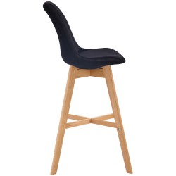 Taburete de bar Cannes en terciopelo, acabado negro natural