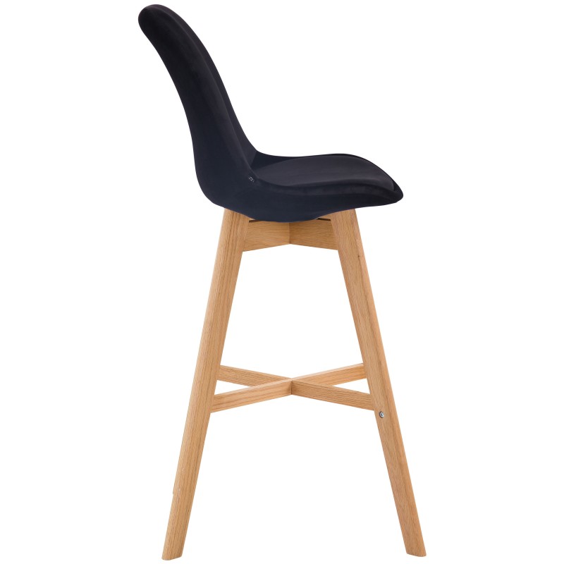 Taburete de bar Cannes en terciopelo, acabado negro natural