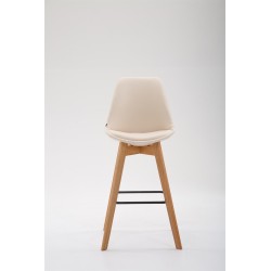 Taburete de bar Metz, piel sintética, color crema Natura