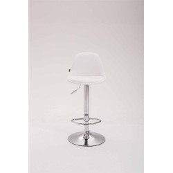 Taburete de bar Kiel, totalmente tapizado en piel sintética blanca.