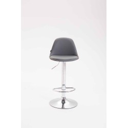 Taburete de bar Kiel, totalmente tapizado en piel sintética gris.