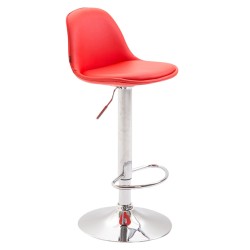 Taburete de bar Kiel, totalmente tapizado en piel sintética roja.