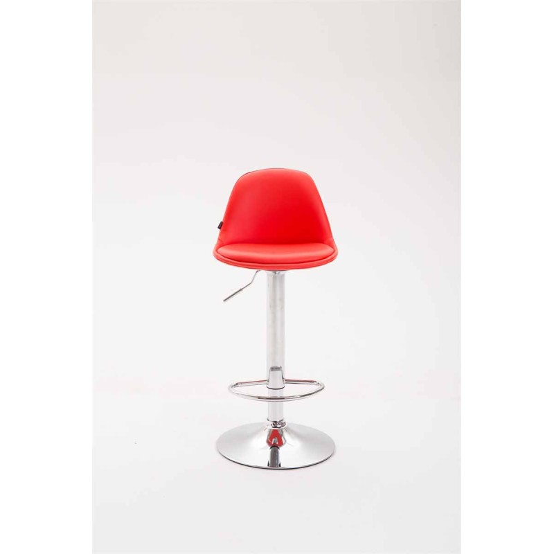 Taburete de bar Kiel, totalmente tapizado en piel sintética roja.