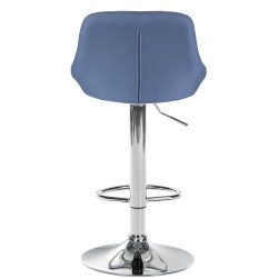 Taburete de bar Lazio, tapizado, cromado azul