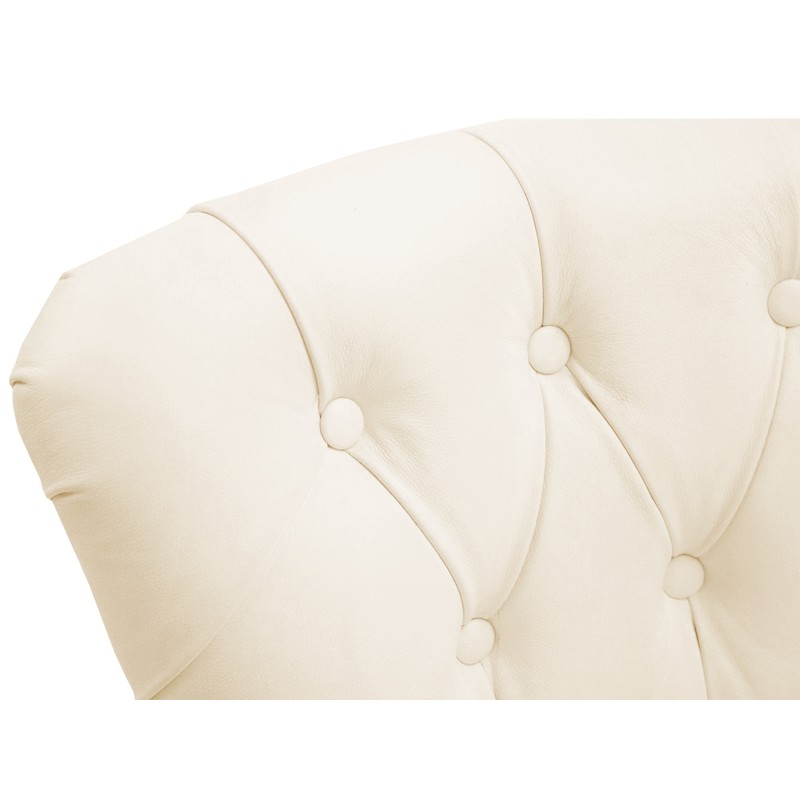 Taburete de bar Lakewood en piel auténtica, estilo crema antiguo