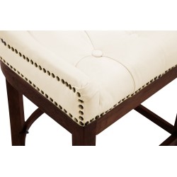 Taburete de bar Lakewood en piel auténtica, estilo crema antiguo