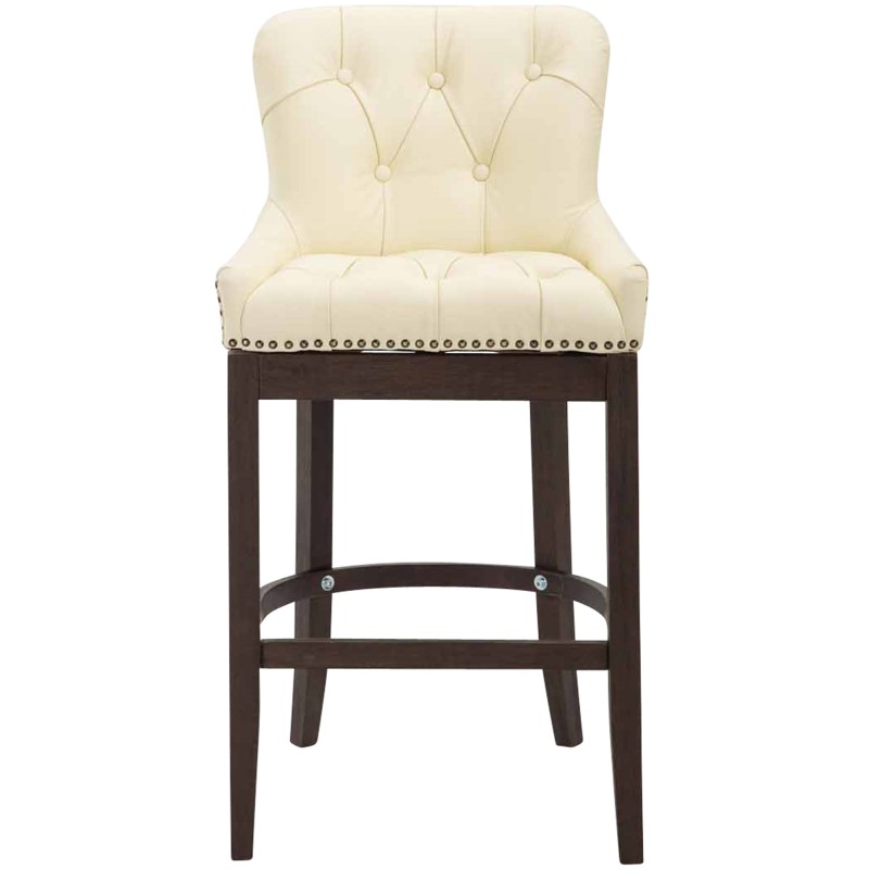 Taburete de bar Lakewood en piel auténtica, estilo crema antiguo