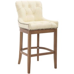 Taburete de bar Lakewood en piel auténtica, color crema antiguo claro