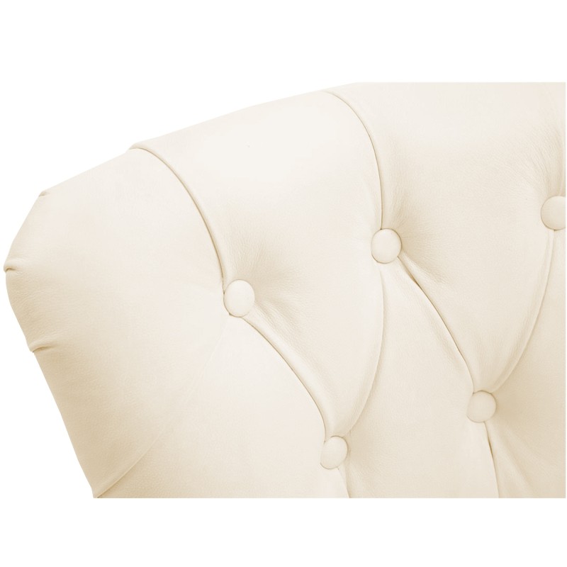 Taburete de bar Lakewood en piel auténtica, color crema antiguo claro