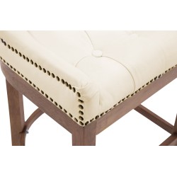 Taburete de bar Lakewood en piel auténtica, color crema antiguo claro