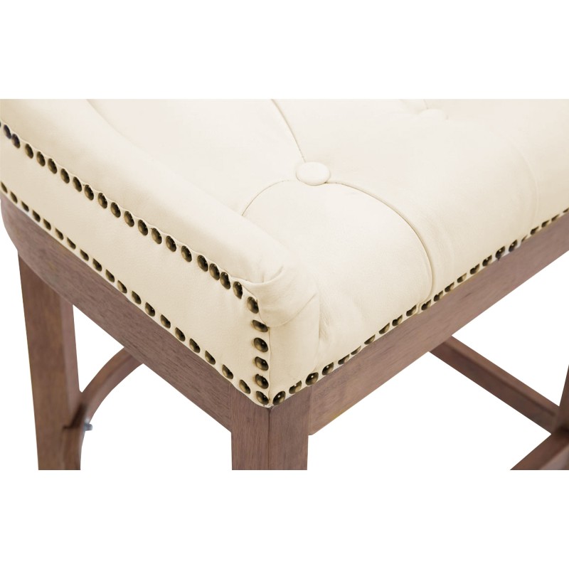 Taburete de bar Lakewood en piel auténtica, color crema antiguo claro