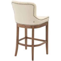 Taburete de bar Lakewood en piel auténtica, color crema antiguo claro