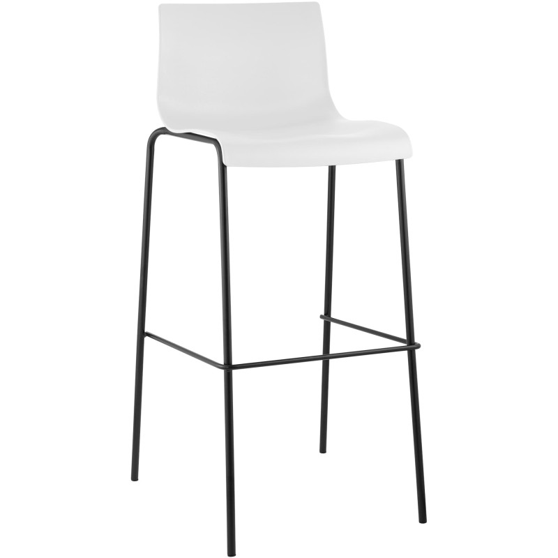 Taburete de bar Hoover, base de 4 patas, blanco y negro