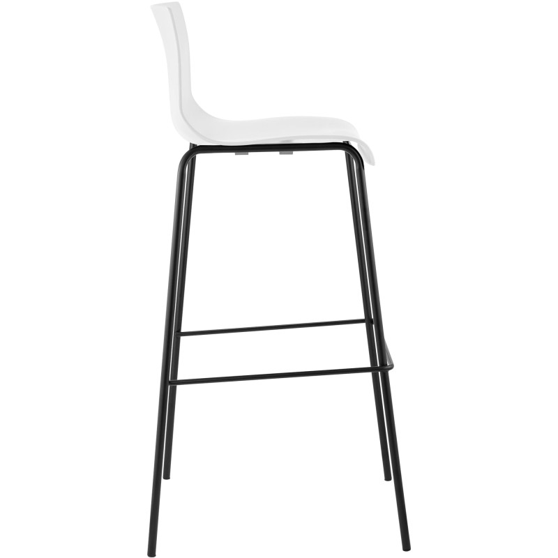 Taburete de bar Hoover, base de 4 patas, blanco y negro