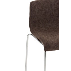 Taburete de bar Hoover, tapizado, base de 4 patas, cromado marrón