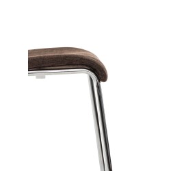 Taburete de bar Hoover, tapizado, base de 4 patas, cromado marrón
