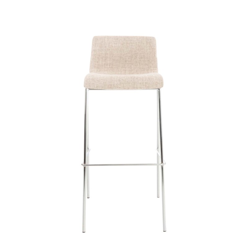 Taburete de bar Hoover, tapizado, base de 4 patas, cromado color crema
