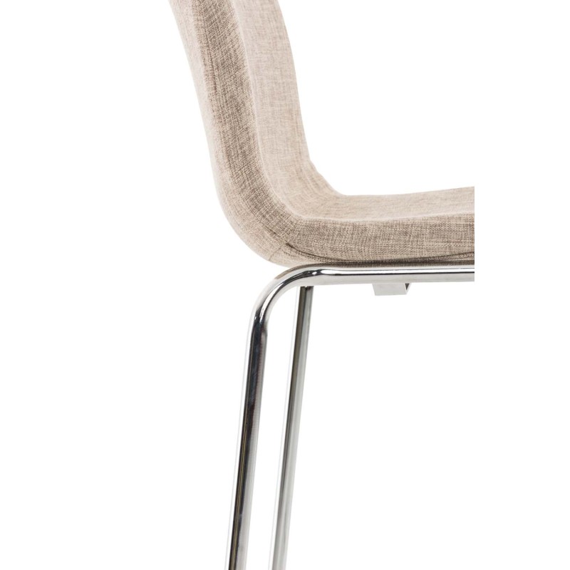 Taburete de bar Hoover, tapizado, base de 4 patas, cromado color crema