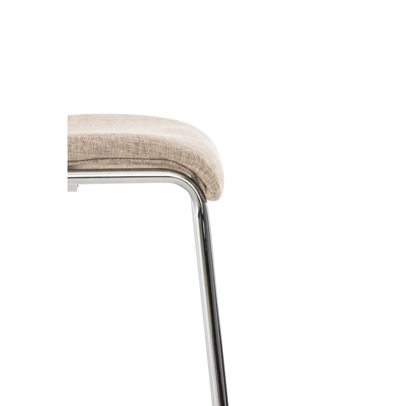 Taburete de bar Hoover, tapizado, base de 4 patas, cromado color crema