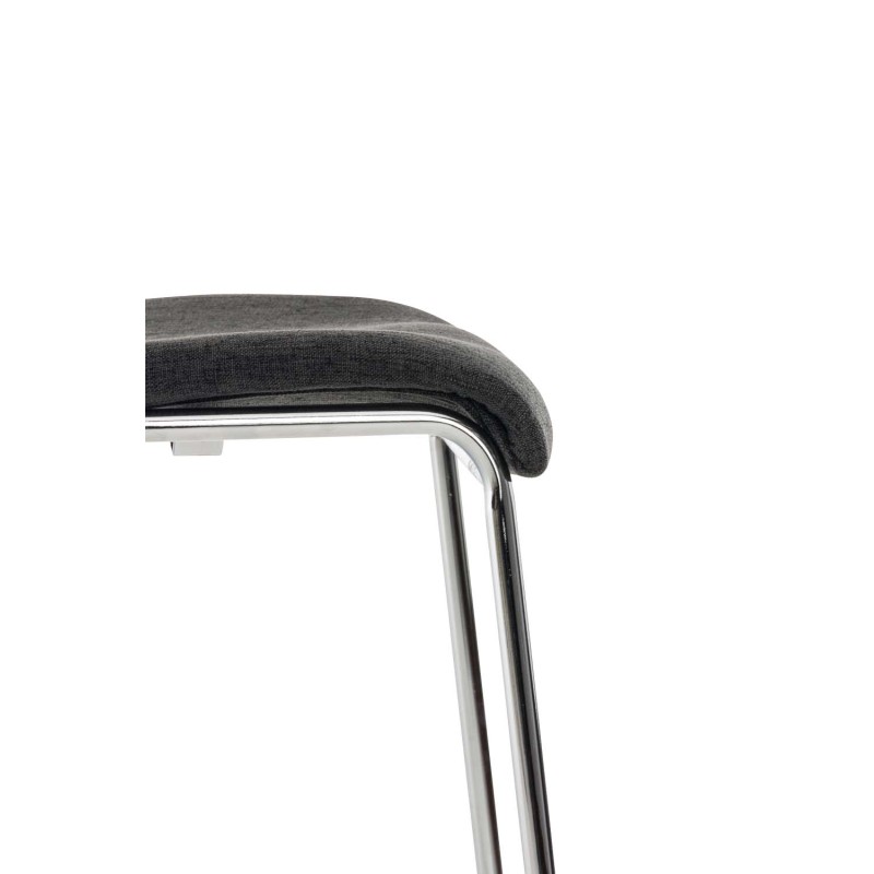 Taburete de bar Hoover, tapizado, base de 4 patas, cromado gris oscuro