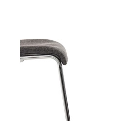 Taburete de bar Hoover, tapizado en tela, base de 4 patas, cromado gris claro