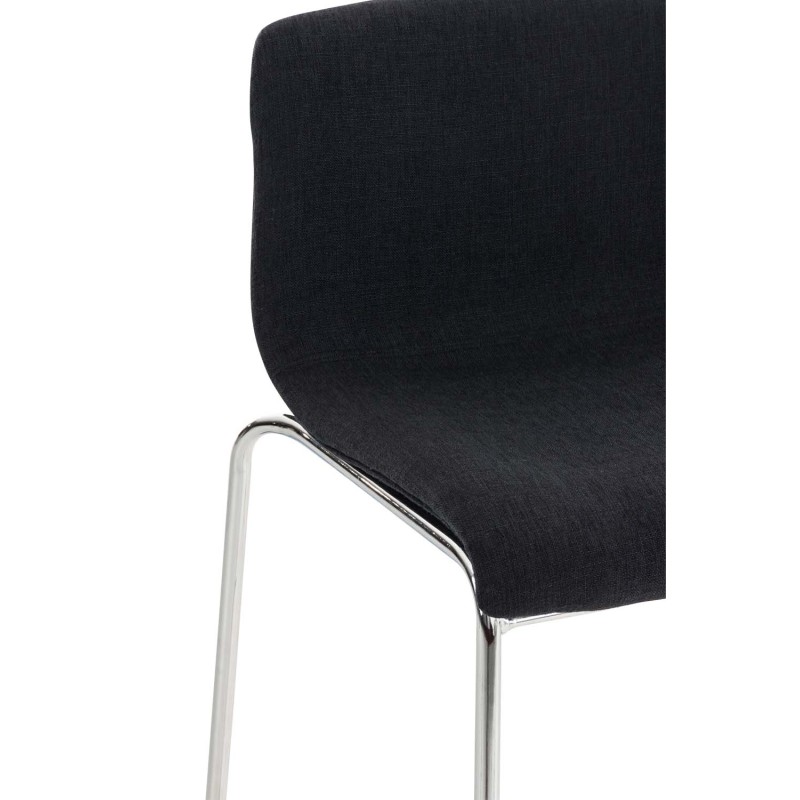 Taburete de bar Hoover, tapizado en tela, base de 4 patas, cromado negro