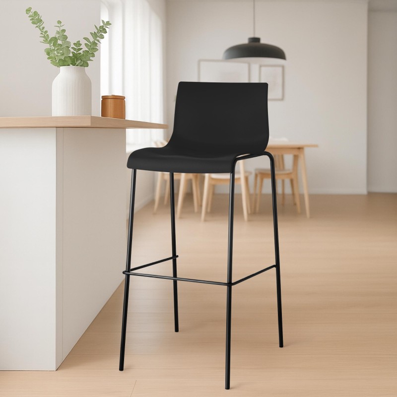 Taburete de bar Hoover, base de 4 patas, negro