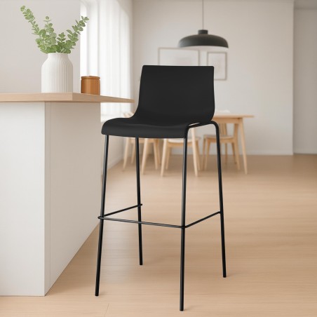 Taburete de bar Hoover, base de 4 patas, negro