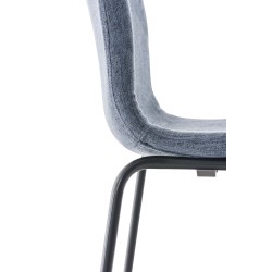 Taburete de bar Hoover, tapizado, con base de cuatro patas, negro y azul