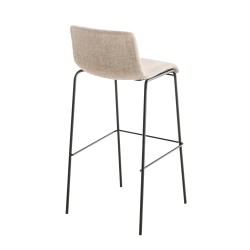 Taburete de bar Hoover, tapizado, base de 4 patas, color crema oscuro