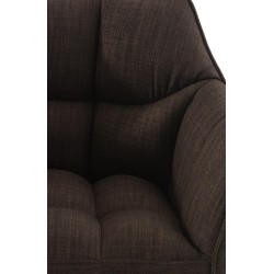 Taburete de bar Damaso tapizado en tela blanca, con base de cuatro patas. Marrón