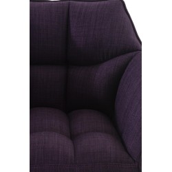 Taburete de bar Damaso tapizado en tela blanca, con base de cuatro patas. Morado